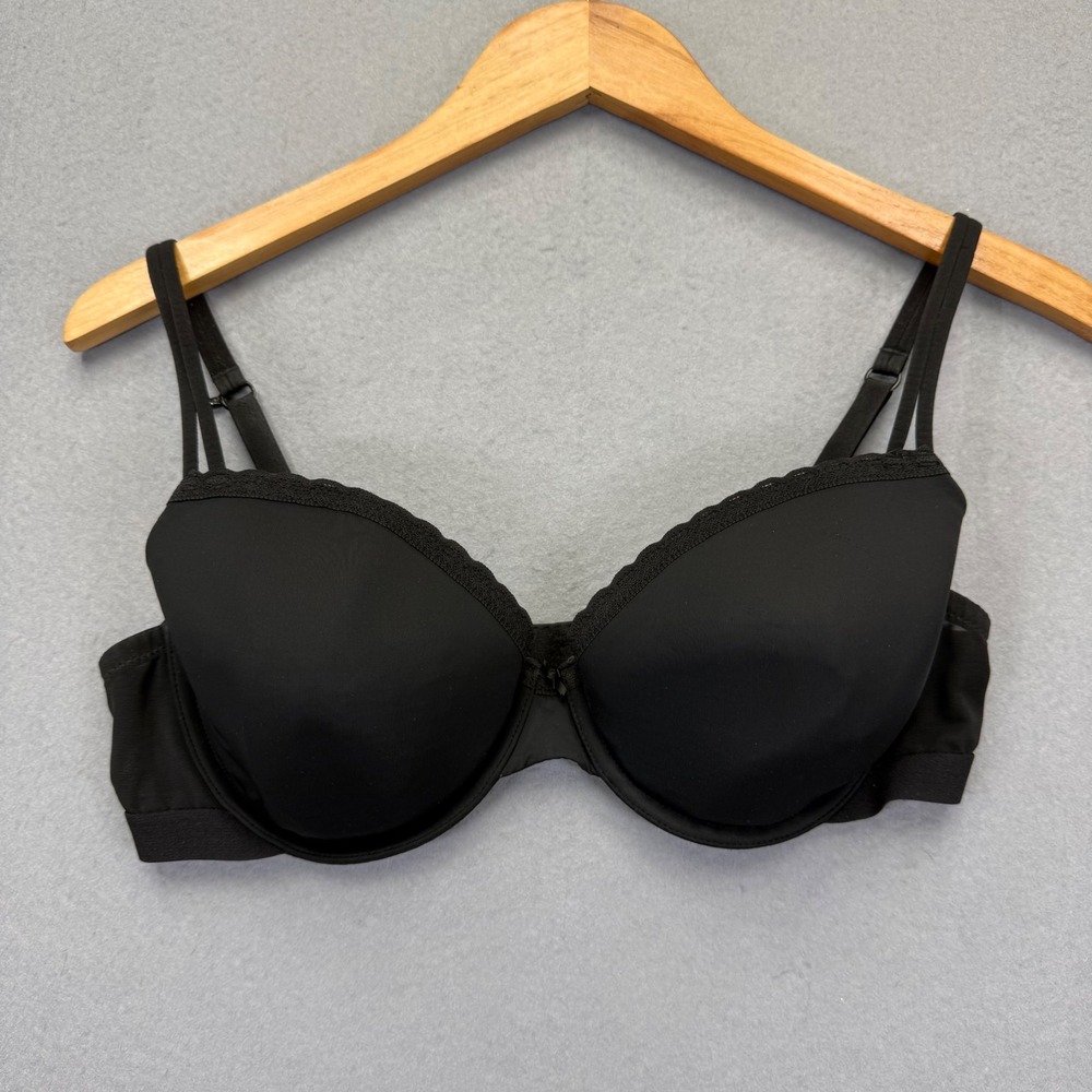 Aerie‎ Black Demi Underwire Padded Bra Lace Trim Double Straps 38C